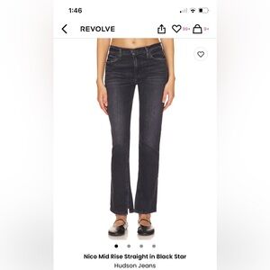 Nico Mid Rise Straight Jeans in Black Star